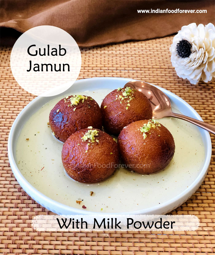<strong><a href="https://www.indianfoodforever.com/desserts/gulab-jamun-with-milk-powder.html">Gulab Jamun</a></strong>